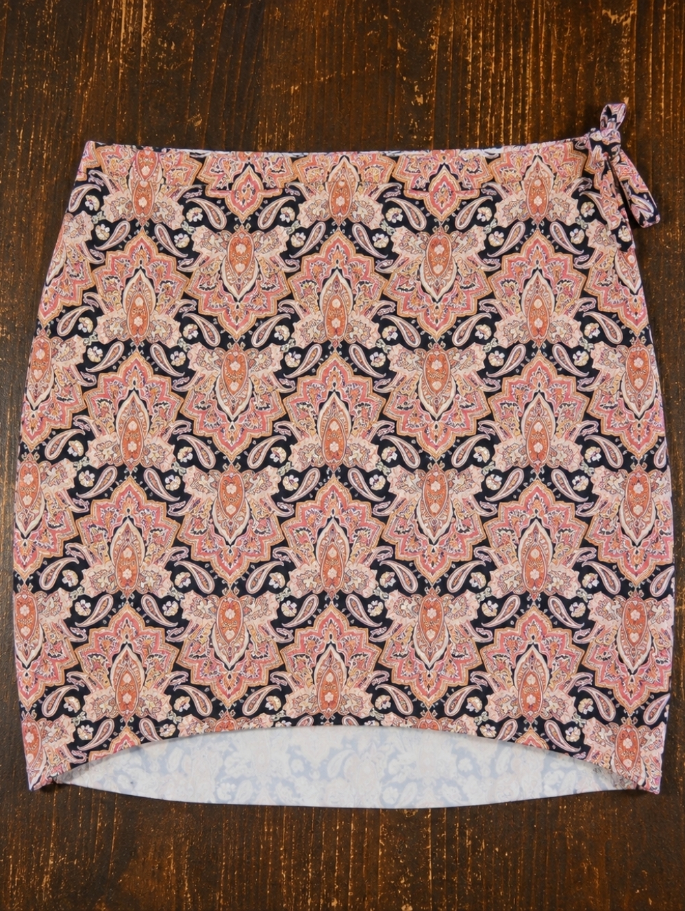 Maurices Pink and Black Paisley Wrap Skirt